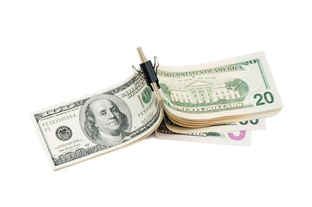 pack dollars isolated on white backgroundの写真素材