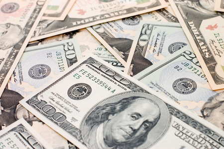 Dollar banknotes, abstract business money background 