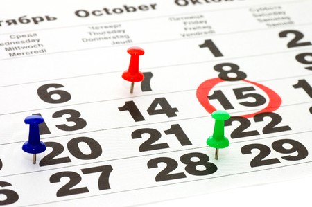 Calendar and Thumbtack close up shot for background の写真素材