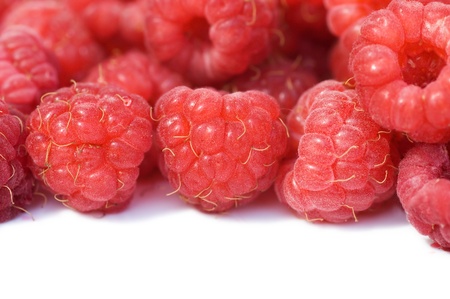Fresh raspberry isolated on white backgroundの写真素材