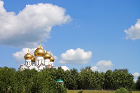 Orthodox church with gold domes の写真素材