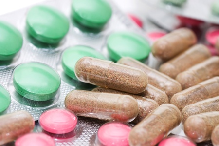 Packs of pills - abstract medical background の写真素材