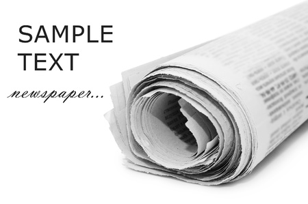 oll of newspapers, isolated on white background の写真素材