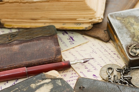 Old letters as a backgroundの写真素材