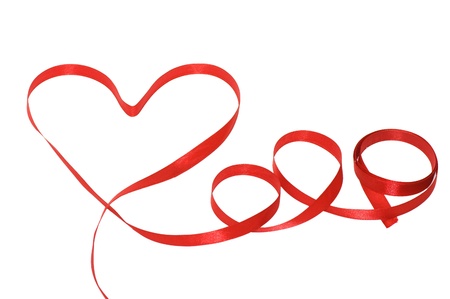 Heart from a tape isolated on white background の写真素材