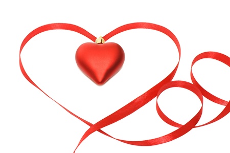 Heart from a tape isolated on white background の写真素材