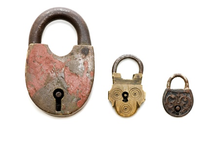 Set of old locks isolated on white background の写真素材