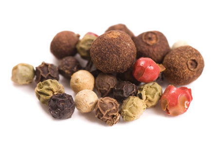 Peppercorns isolated on a white background