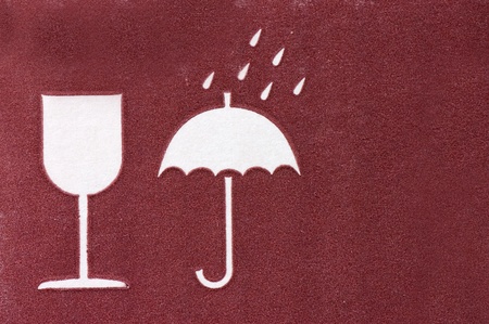 Warning sign on a cardboard boxの写真素材