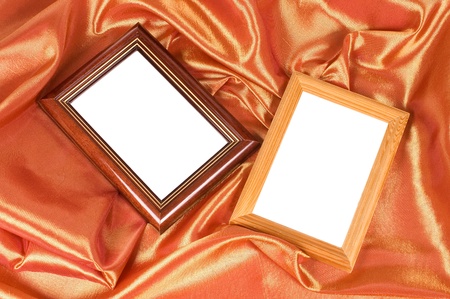 Picture frames on the color satin backgroundの写真素材