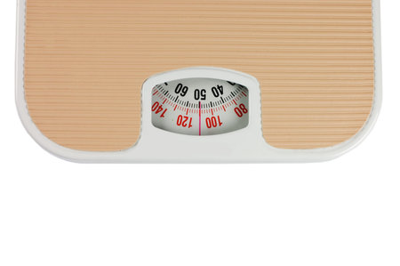 Close up of scale on white backgroundの写真素材