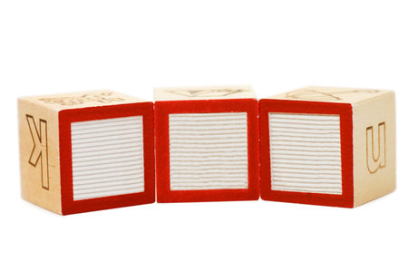 Wooden cubes isolated on white background 