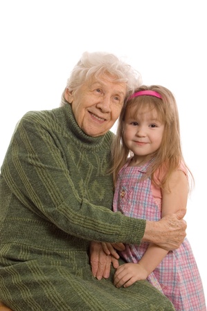 The elderly woman with the grand daughterの写真素材
