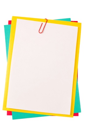 Colour paper with a paper clipの写真素材