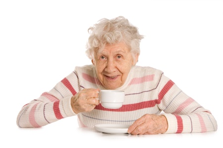 Grandmother from coffee  isolated on white backgroundの写真素材