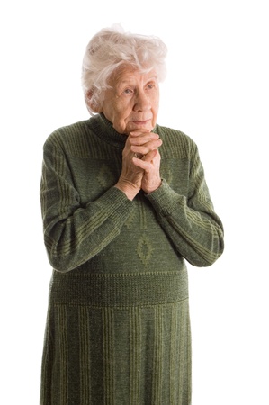 old woman isolated on white backgroundの写真素材