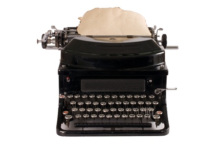Old typewriter isolated on white backgroundの写真素材