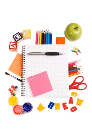 Pencils and apple - concept schoolの写真素材