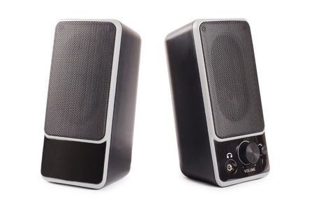 Black two speaker  isolated on backgroundの写真素材