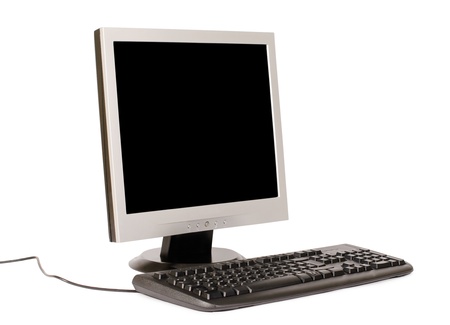 The monitor and the computer keyboardの写真素材