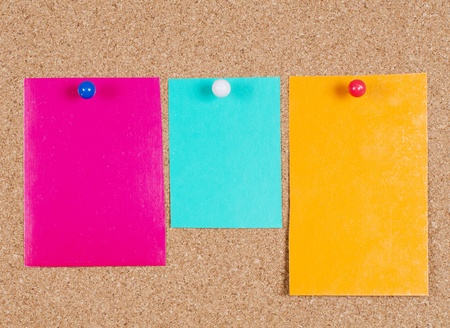 collection of note papers on corkboardの写真素材