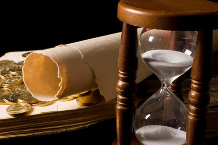 Hourglass and the book - vintage