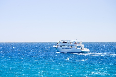 White yacht in the seaの写真素材