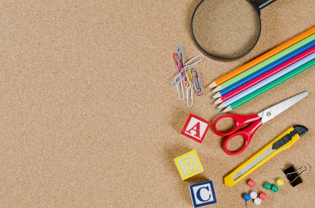 Various school accessories on ñorkboardの写真素材