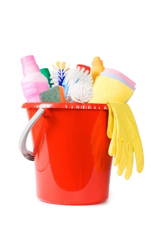 Assortment of means for cleaning isolatedの写真素材