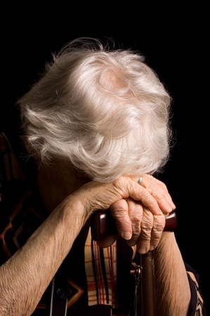 Portrait of old woman a blackの写真素材