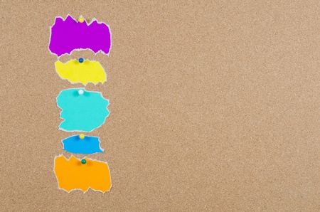 collection of various note papers on corkboardの写真素材