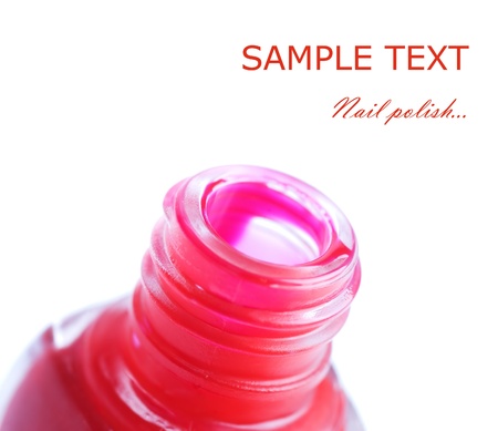 Red nail polish isolated on white backgroundの写真素材
