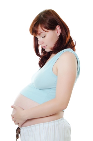 The pregnant woman isolated on white backgroundの写真素材