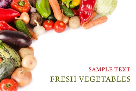 Assortment of fresh vegetables  isolated on whiteの写真素材