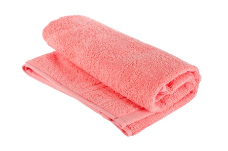 The combined  color towels isolated on whiteの写真素材
