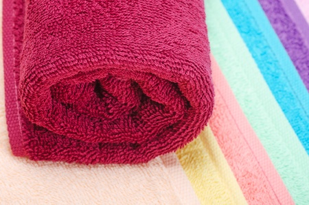 The combined  color towels as a backgroundの写真素材