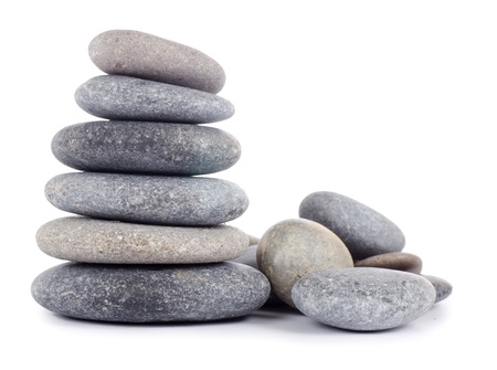 Group of stones isolated on white backgroundの写真素材