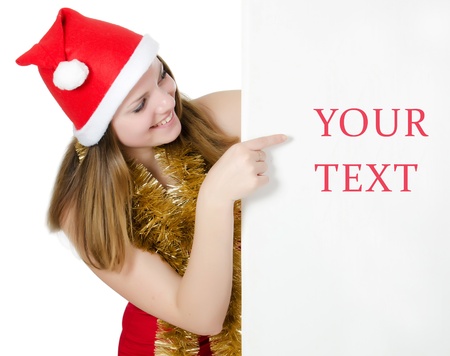Christmas girl  isolated on whiteの写真素材