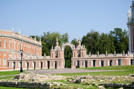 Palace of queen Ekaterina Second Great in Tsaritsino, Moscow, Russiaのeditorial素材