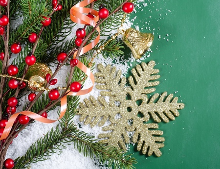 Christmas and New Year Border on snowの写真素材