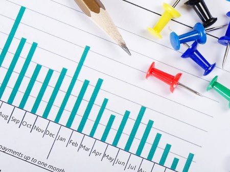 Graphs, charts, business table. The workplace of business people.の写真素材
