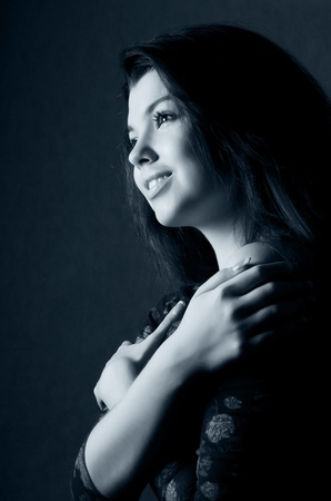 The young sensual girl with beautiful hairの写真素材