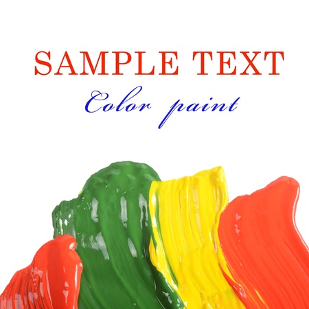 Abstract dabs colour paints on white backgroundの写真素材