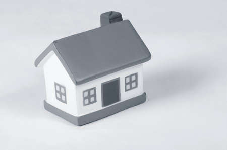 the model small house on grey backgroundの写真素材
