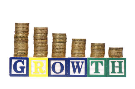 Coins in the form of the diagramme and word GROWTHの写真素材