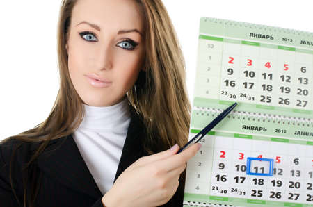 The business woman with a calendar isolatedの写真素材