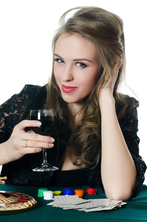 The beautiful girl with a wine glassの写真素材