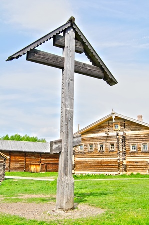 Big wooden cross in north Russia. Arkhangelskのeditorial素材