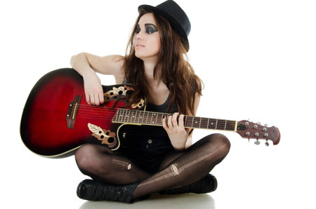 Girl with a guitar - grunge style
