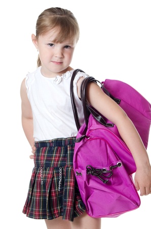The little girl with a lilac bagの写真素材